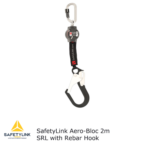 SRL Aero-Bloc Self Retracting Lifeline 2m with Rebar Hook