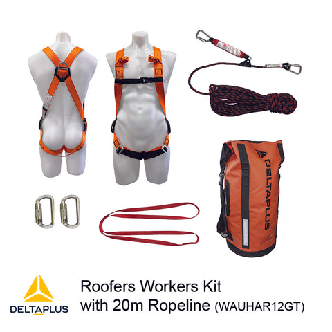 Roof Workers Kit with Harness DP_WAUHAR12GT & 20m Rope Line