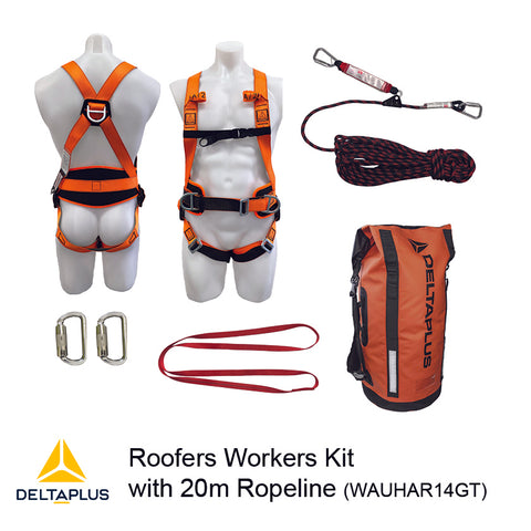 Roof Workers Kit with Harness DP_WAUHAR14GT & 20m Rope Line