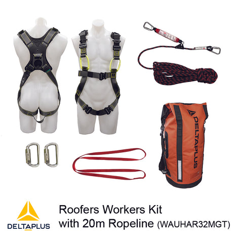 Roof Workers Kit with Harness DP_WAUHAR32MGT & 20m Rope Line