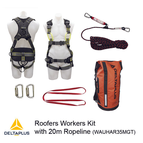 Roof Workers Kit with Harness DP_WAUHAR35MGT & 20m Rope Line